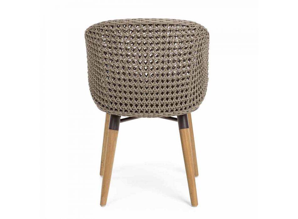 Krzesło ogrodowe Tortora z drewna, aluminium i tkaniny Homemotion - Luana Viadurini