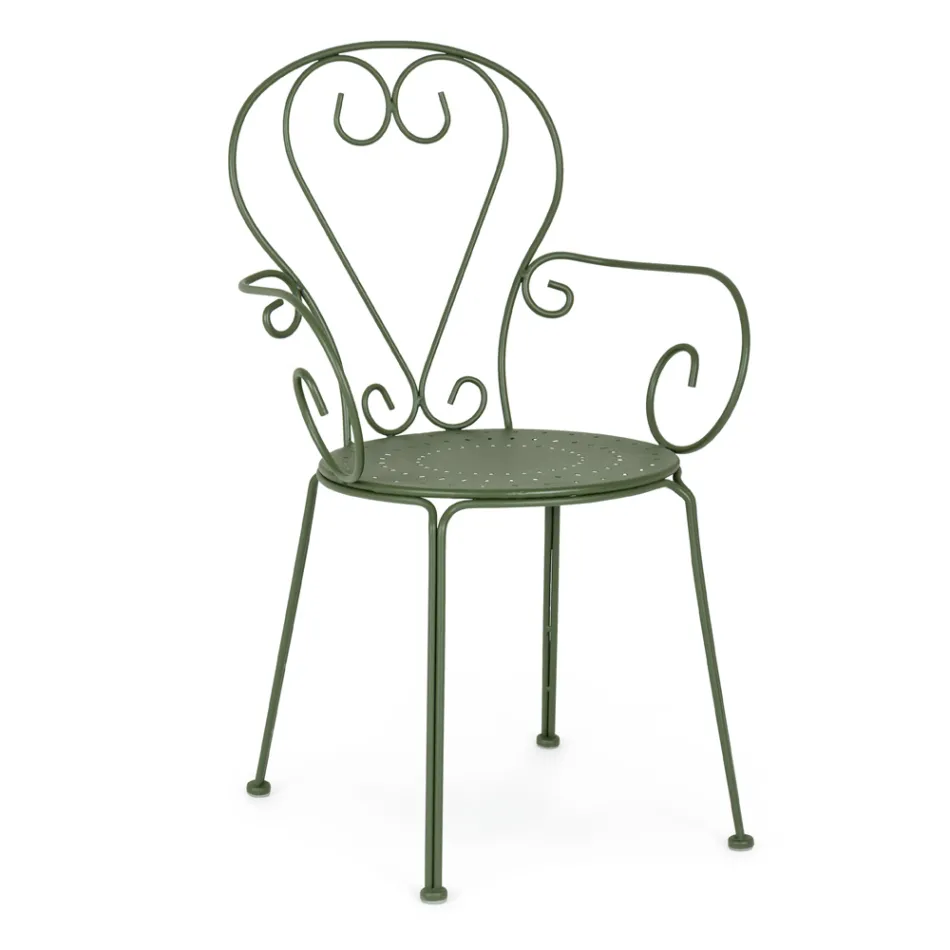 Krzesło ogrodowe z podłokietnikami Shabby Chic ze stali - Enchantment Viadurini