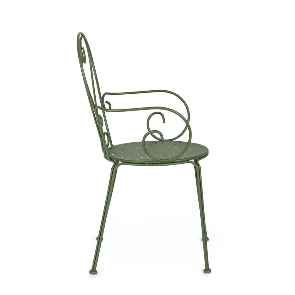 Krzesło ogrodowe z podłokietnikami Shabby Chic ze stali - Enchantment Viadurini