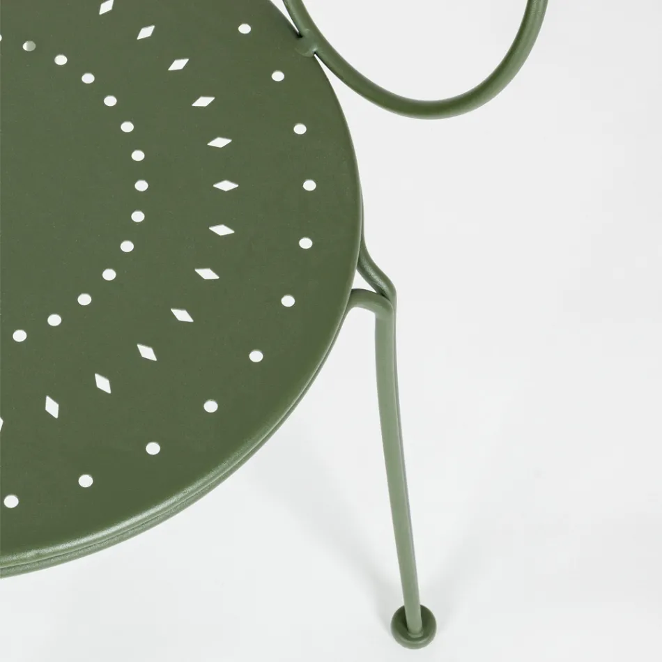 Krzesło ogrodowe z podłokietnikami Shabby Chic ze stali - Enchantment Viadurini