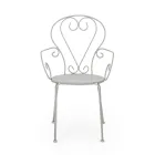 Krzesło ogrodowe z podłokietnikami Shabby Chic ze stali - Enchantment Viadurini
