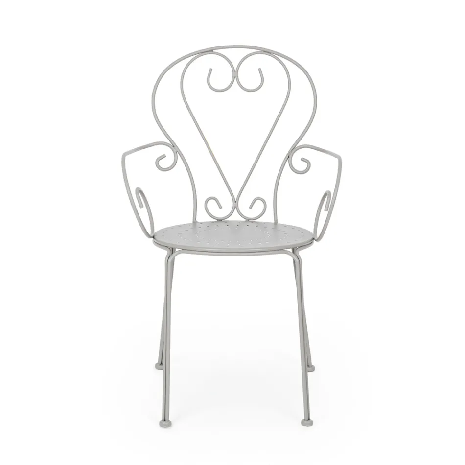 Krzesło ogrodowe z podłokietnikami Shabby Chic ze stali - Enchantment Viadurini