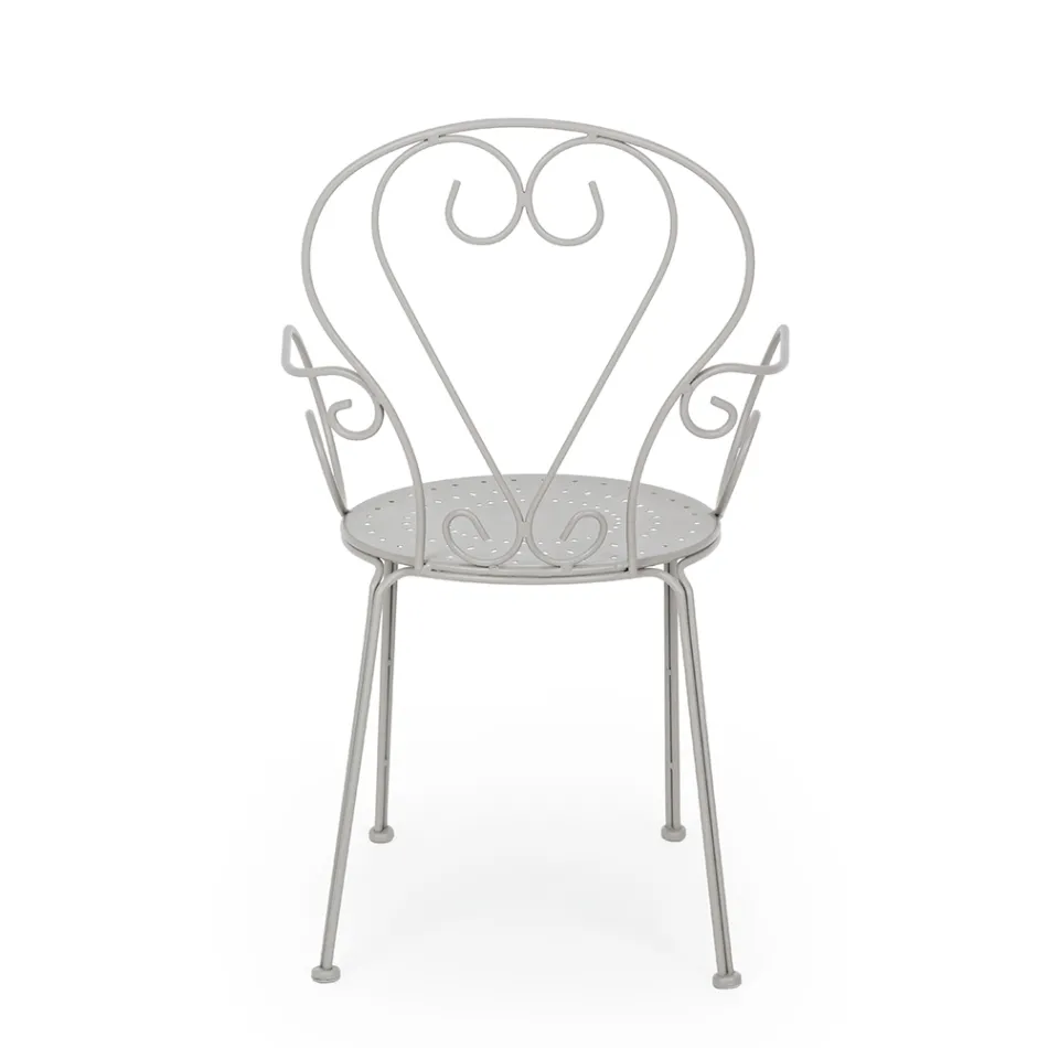 Krzesło ogrodowe z podłokietnikami Shabby Chic ze stali - Enchantment Viadurini