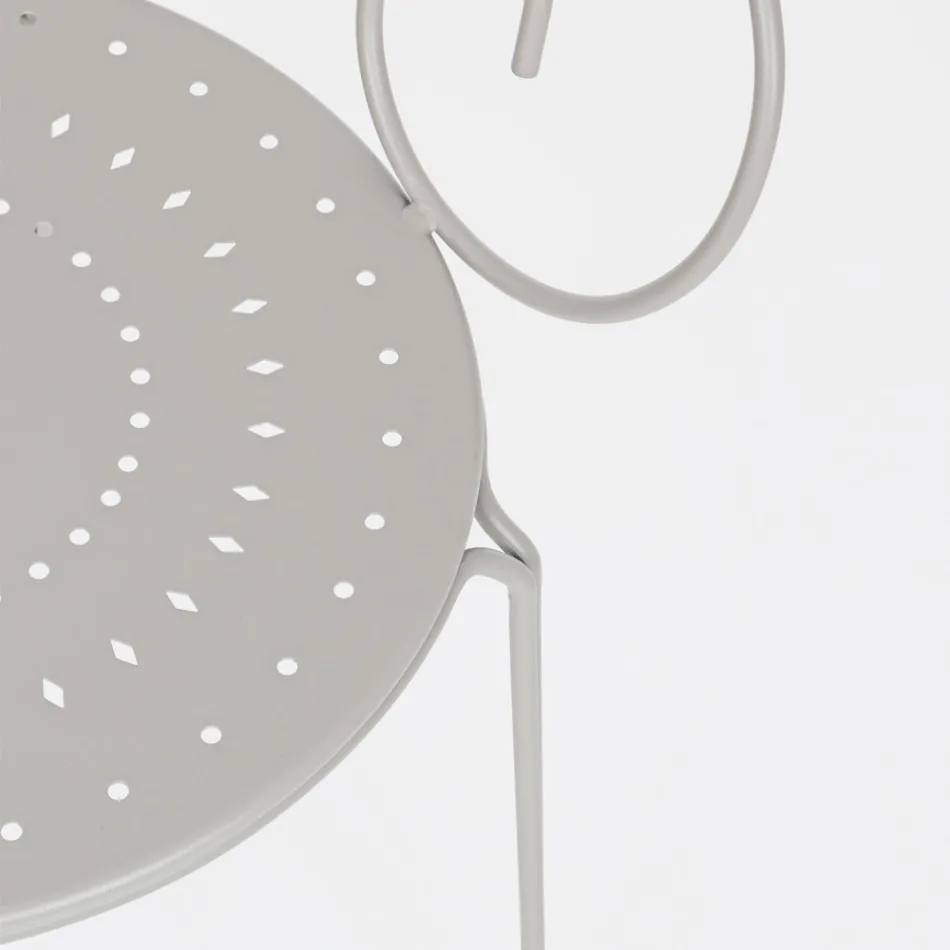 Krzesło ogrodowe z podłokietnikami Shabby Chic ze stali - Enchantment Viadurini