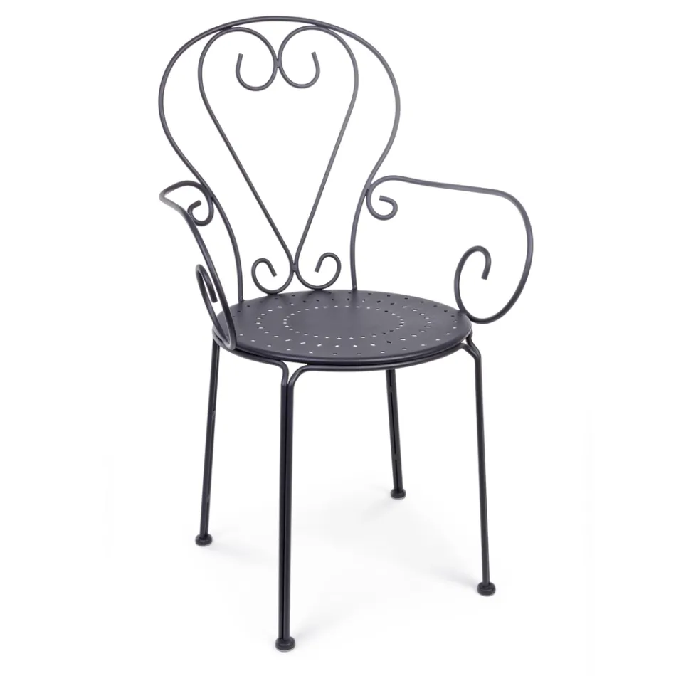 Krzesło ogrodowe z podłokietnikami Shabby Chic ze stali - Enchantment Viadurini