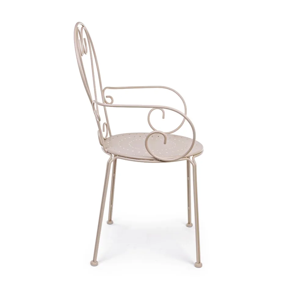 Krzesło ogrodowe z podłokietnikami Shabby Chic ze stali - Enchantment Viadurini