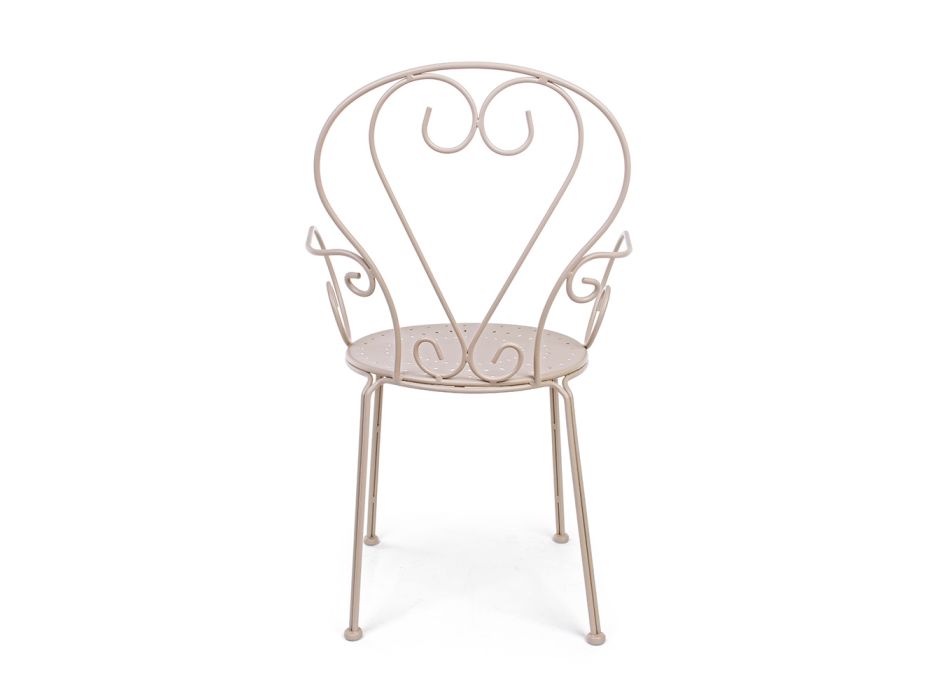 Krzesło ogrodowe z podłokietnikami Shabby Chic ze stali - Enchantment Viadurini