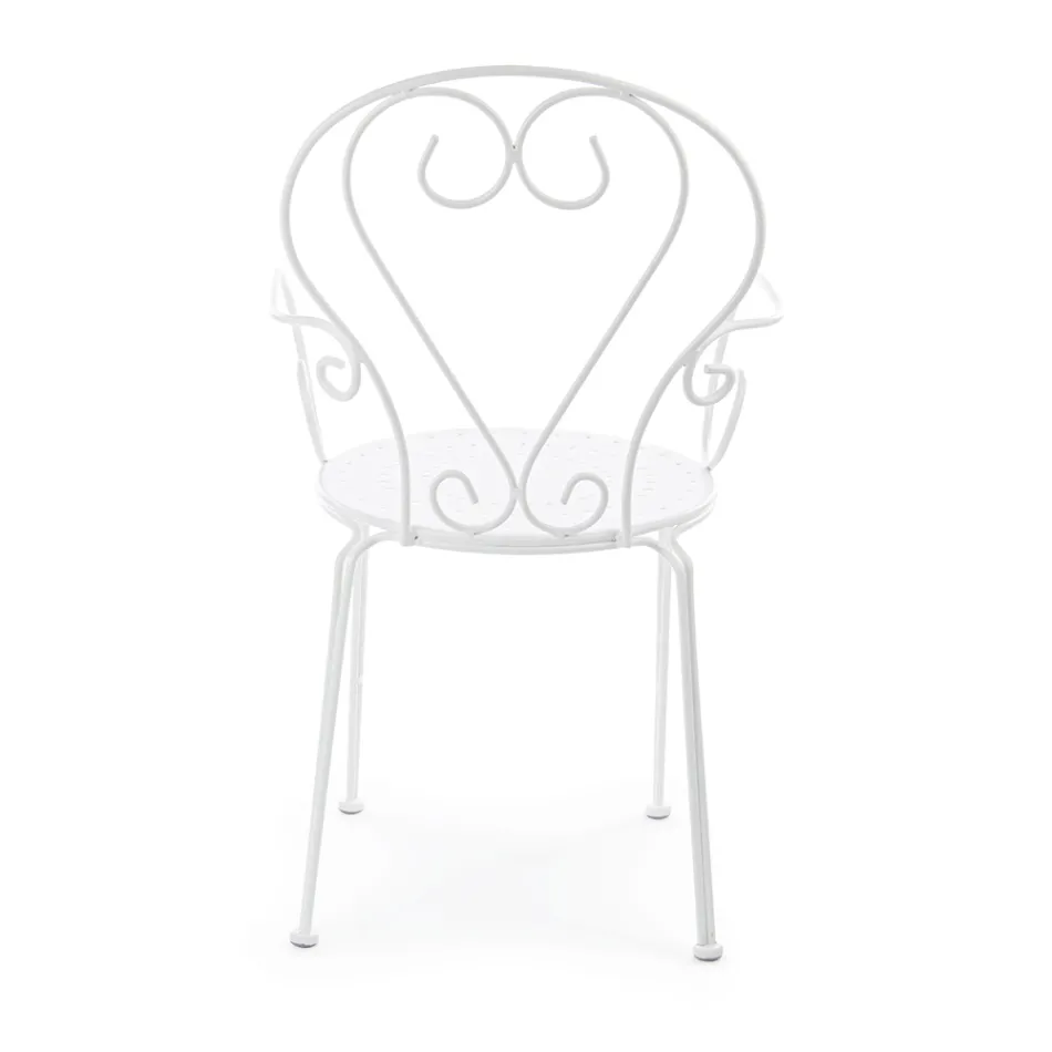 Krzesło ogrodowe z podłokietnikami Shabby Chic ze stali - Enchantment Viadurini