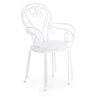 Krzesło ogrodowe z podłokietnikami Shabby Chic ze stali - Enchantment Viadurini