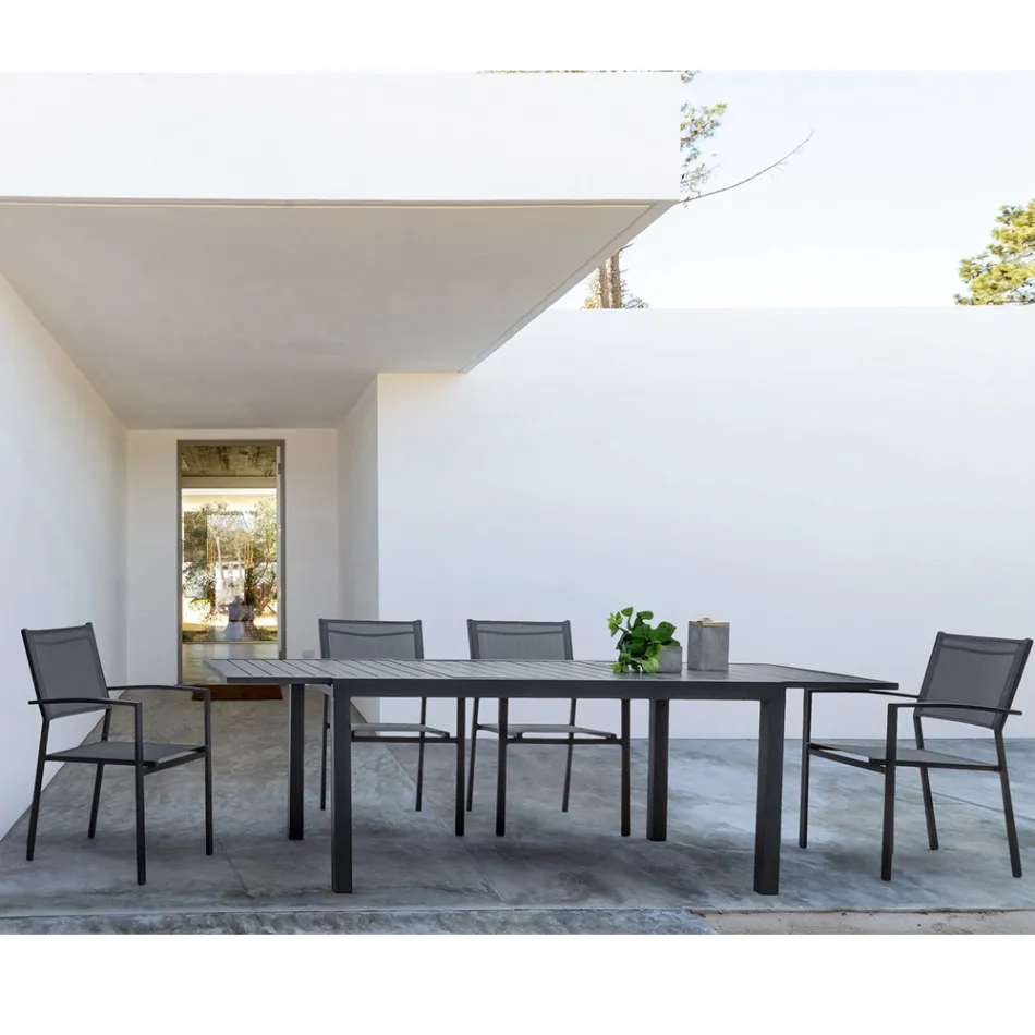 Krzesło ogrodowe z możliwością sztaplowania, nowoczesny design z aluminium i tkaniny - Franz Viadurini