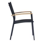 Krzesło ogrodowe do ustawiania w stos z aluminium w kolorze antracytowo-szarym i drewna tekowego - Aidan Viadurini