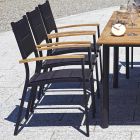 Krzesło ogrodowe z możliwością układania w stos z aluminium w kolorze antracytowo-szarym i drewna tekowego - Aidan Viadurini