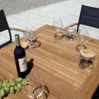 Krzesło ogrodowe do ustawiania w stos z aluminium w kolorze antracytowo-szarym i drewna tekowego - Aidan Viadurini