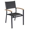 Krzesło ogrodowe do ustawiania w stos z aluminium w kolorze antracytowo-szarym i drewna tekowego - Aidan