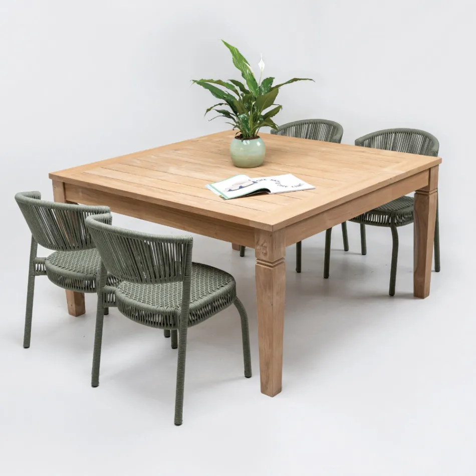 Krzesło ogrodowe z aluminium i tkania lin - Algedi Viadurini