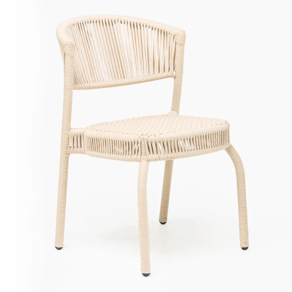 Krzesło ogrodowe z aluminium i tkania lin - Algedi Viadurini