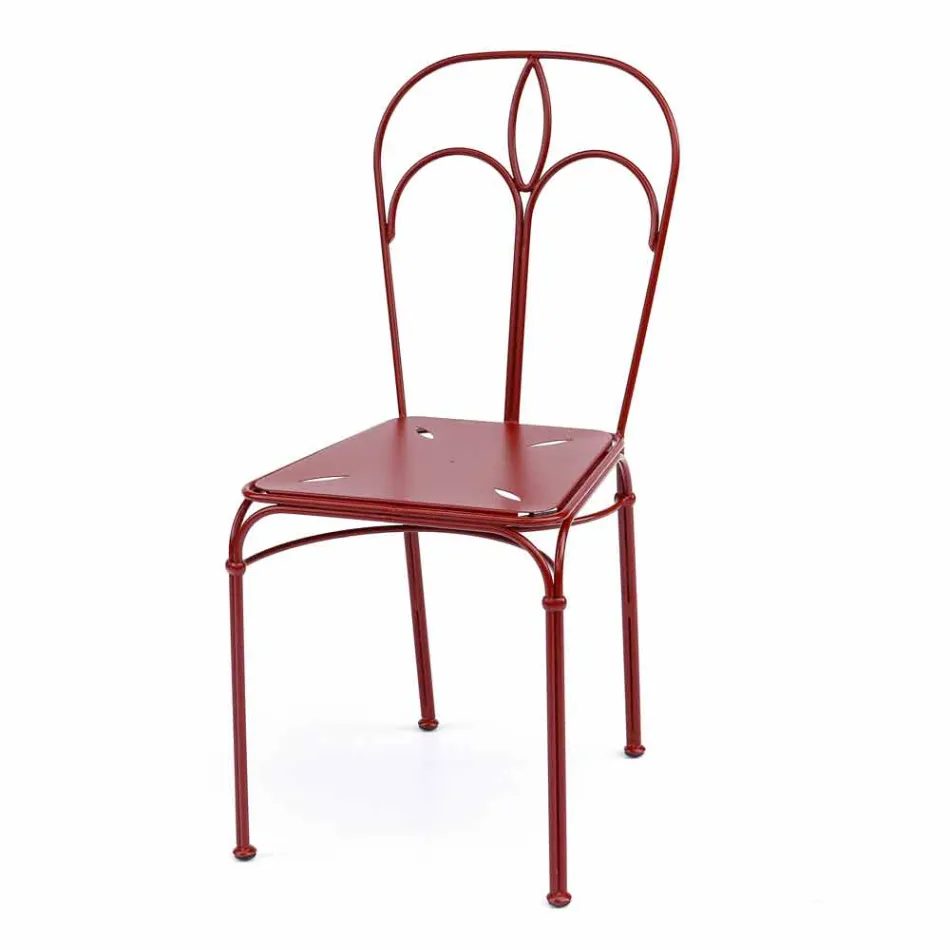 Krzesło ogrodowe z czerwonego żelaza z poduszką Made in Italy, 2 sztuki - Agat Viadurini