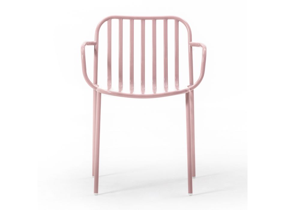 Metalowe krzesło ogrodowe z podłokietnikami Made in Italy 2 sztuki - Simply Viadurini