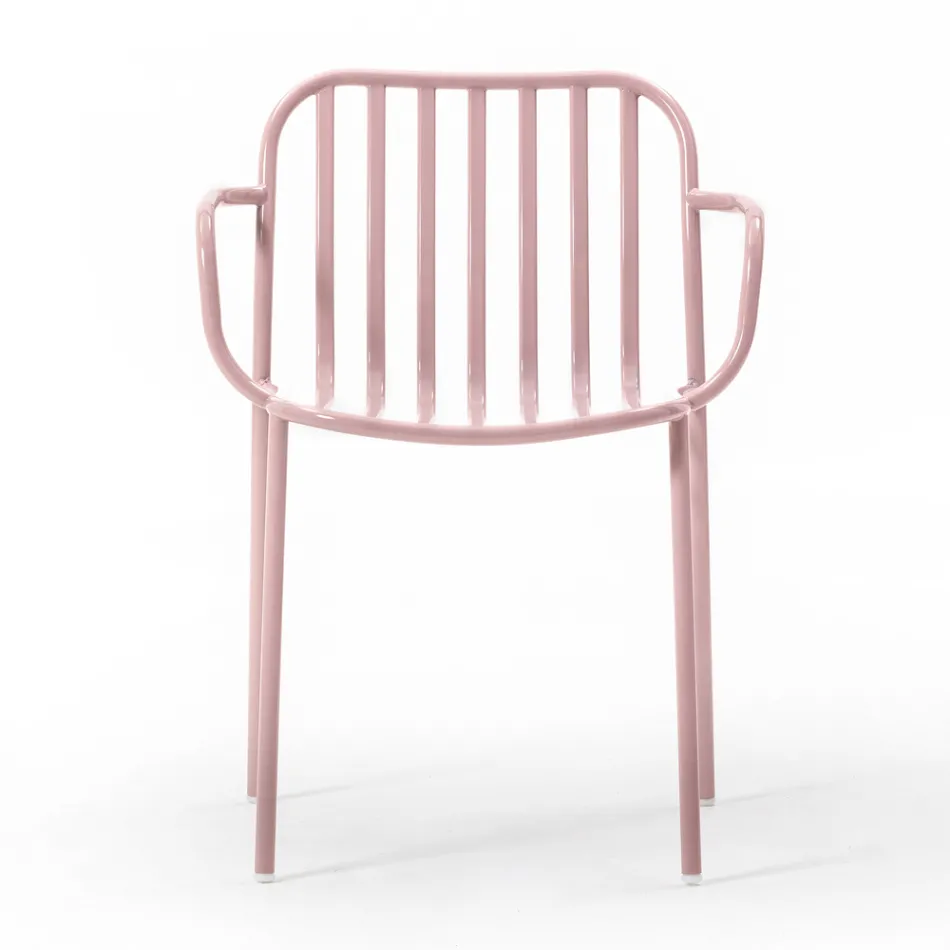 Metalowe krzesło ogrodowe z podłokietnikami Made in Italy 2 sztuki - Simply Viadurini