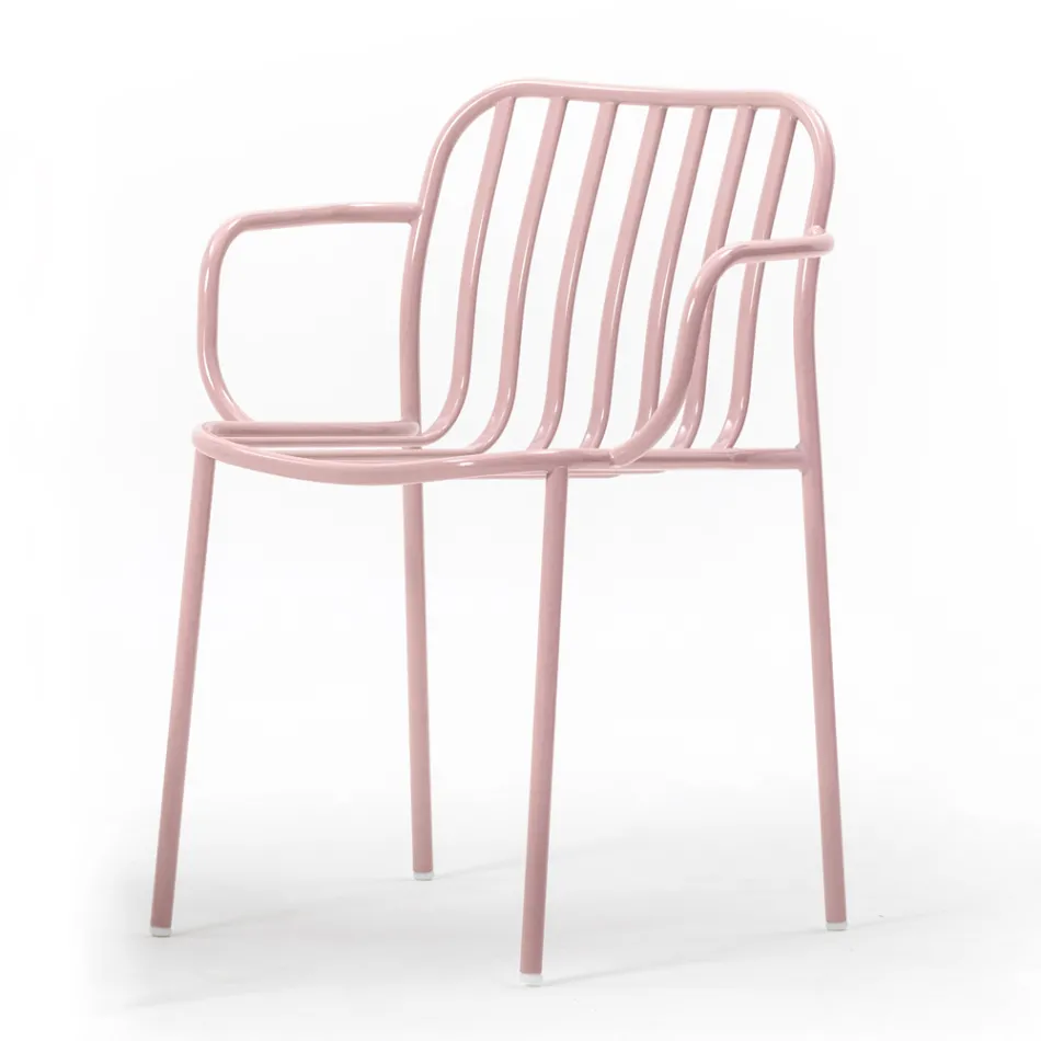 Metalowe krzesło ogrodowe z podłokietnikami Made in Italy 2 sztuki - Simply Viadurini