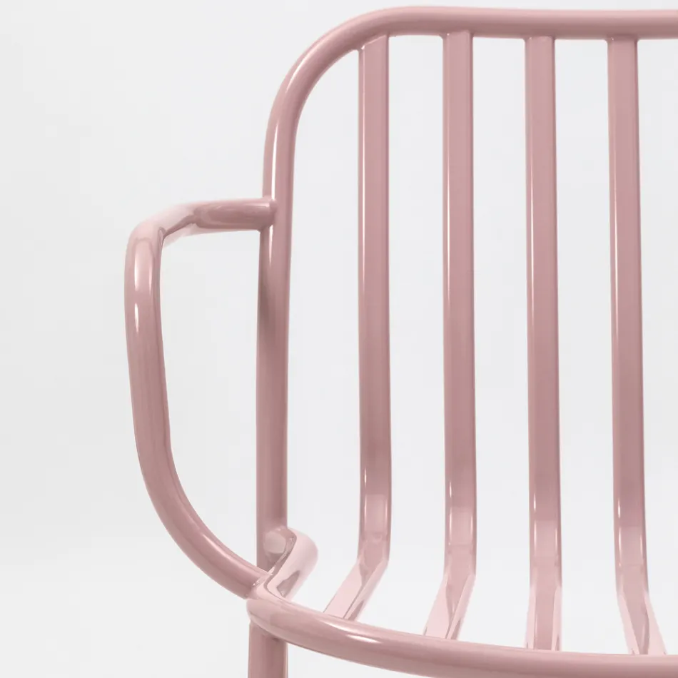 Metalowe krzesło ogrodowe z podłokietnikami Made in Italy 2 sztuki - Simply Viadurini