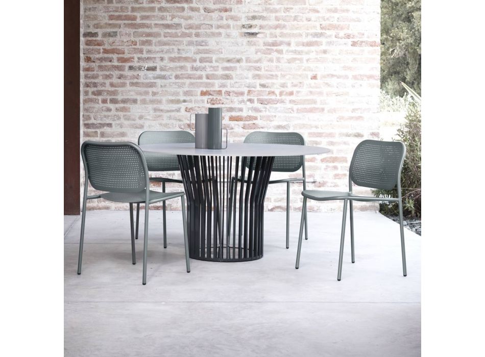Krzesło ogrodowe z malowanego metalu Made in Italy 2 sztuki - Synergy Viadurini