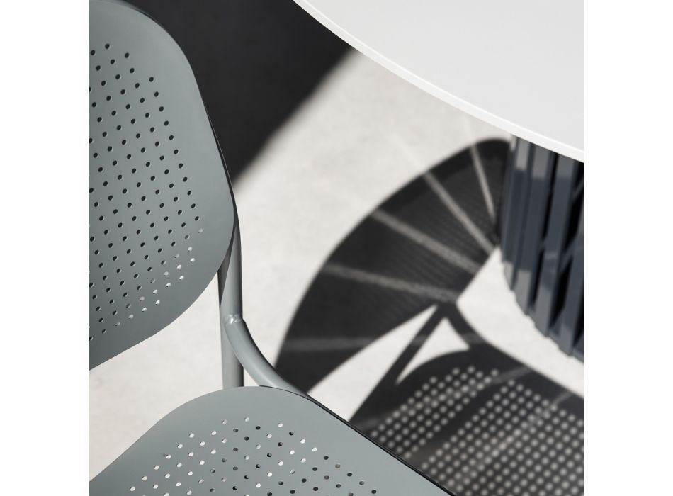 Krzesło ogrodowe z malowanego metalu Made in Italy 2 sztuki - Synergy Viadurini