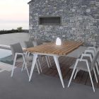 Nowoczesne krzesło ogrodowe z podłokietnikami z białego aluminium Homemotion - Liliana Viadurini