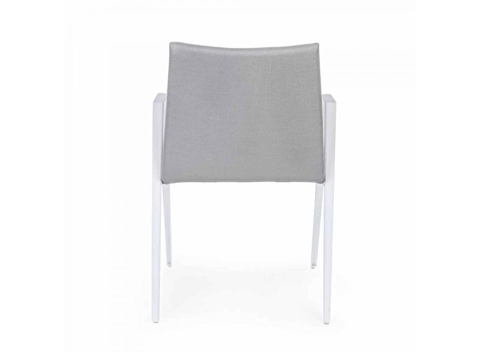 Nowoczesne krzesło ogrodowe z podłokietnikami z białego aluminium Homemotion - Liliana Viadurini