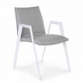 Nowoczesne krzesło ogrodowe z podłokietnikami z białego aluminium Homemotion - Liliana