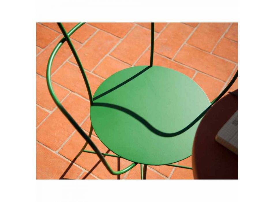 Nowoczesne krzesło ogrodowe z kolorowej lakierowanej stali Made in Italy - Edda Viadurini