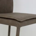 Krzesło wewnętrzne z wysokim oparciem ze sztucznej skóry Wyprodukowano we Włoszech - Cleto Viadurini