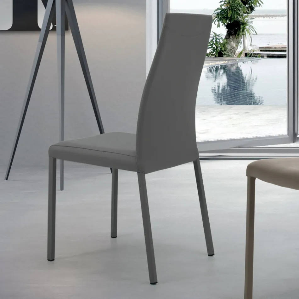 Krzesło wewnętrzne ze konstrukcją i siedziskiem ze stali powlekanej Made in Italy - Padwa Viadurini