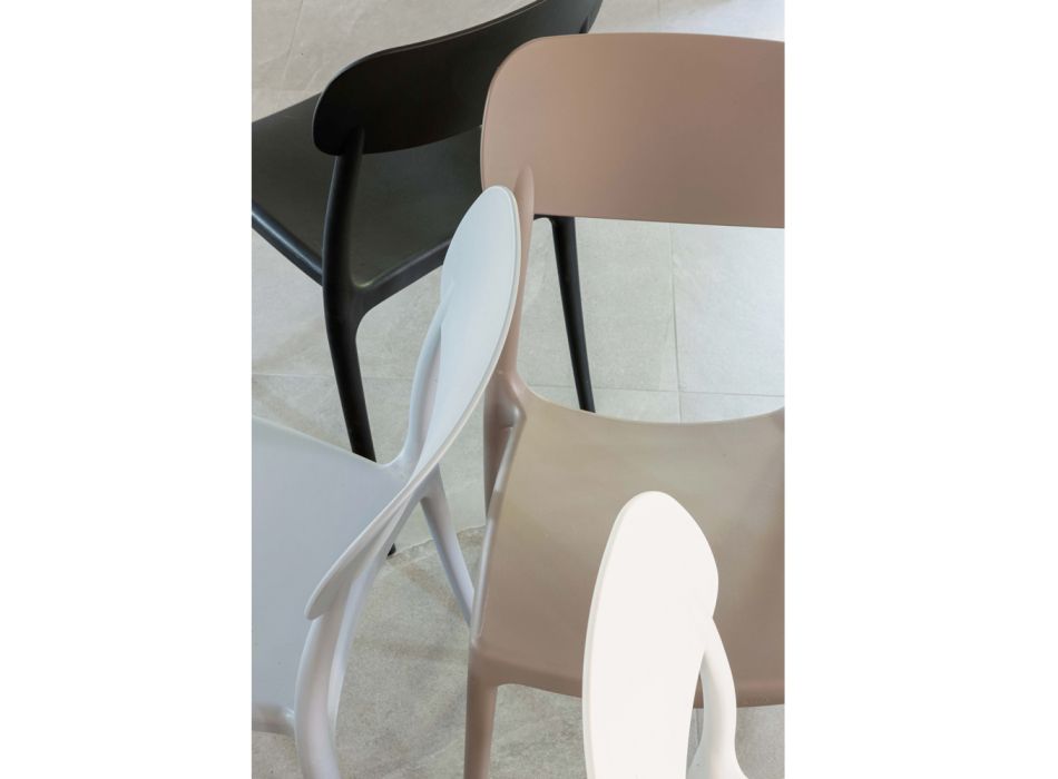 Krzesło sztaplowane do użytku wewnątrz i na zewnątrz z polipropylenu w różnych kolorach - Garima Viadurini