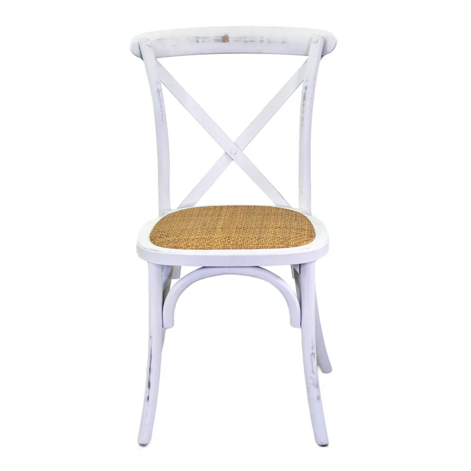 Krzesło wewnętrzne z drewna brzozowego i siedziskiem z rattanu - Barriera Viadurini