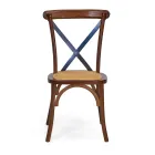 Sztaplowane krzesło do wnętrz z drewna dębowego i rattanowym siedziskiem - Barriera Viadurini