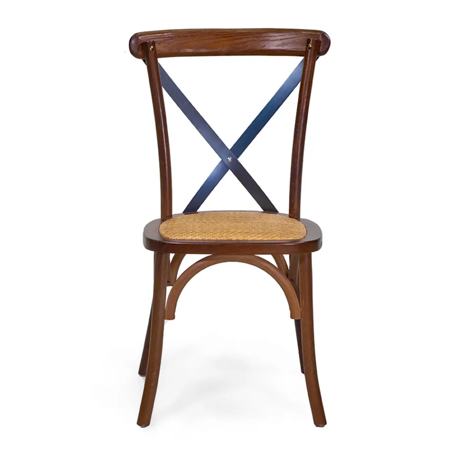 Sztaplowane krzesło do wnętrz z drewna dębowego i rattanowym siedziskiem - Barriera Viadurini