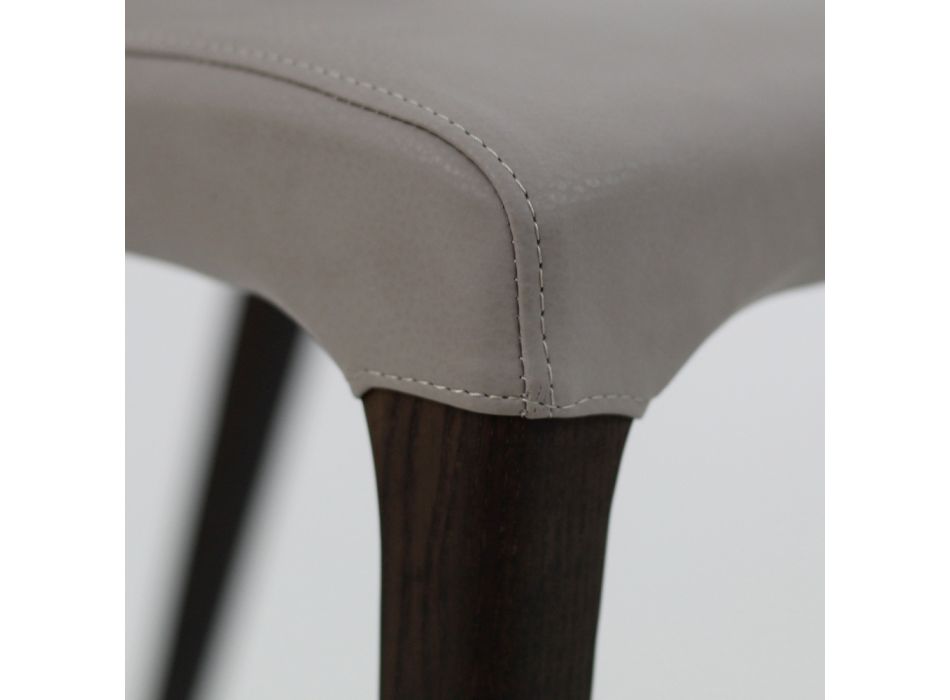 Krzesło do wnętrz z drewna jesionowego i sztucznej skóry Made in Italy - Floki Viadurini