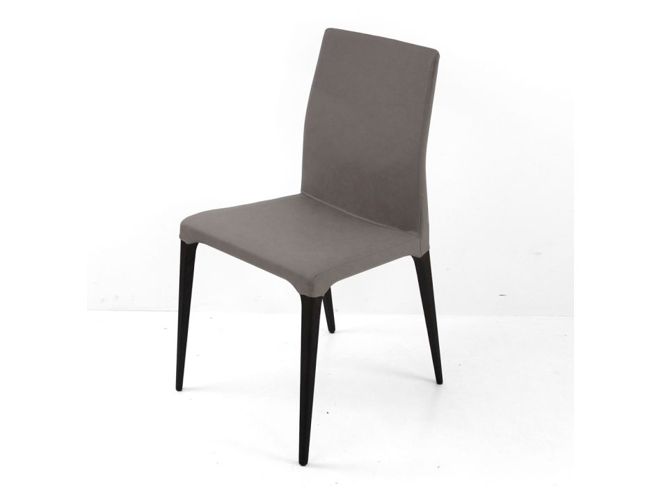 Krzesło do wnętrz z drewna jesionowego i sztucznej skóry Made in Italy - Floki Viadurini