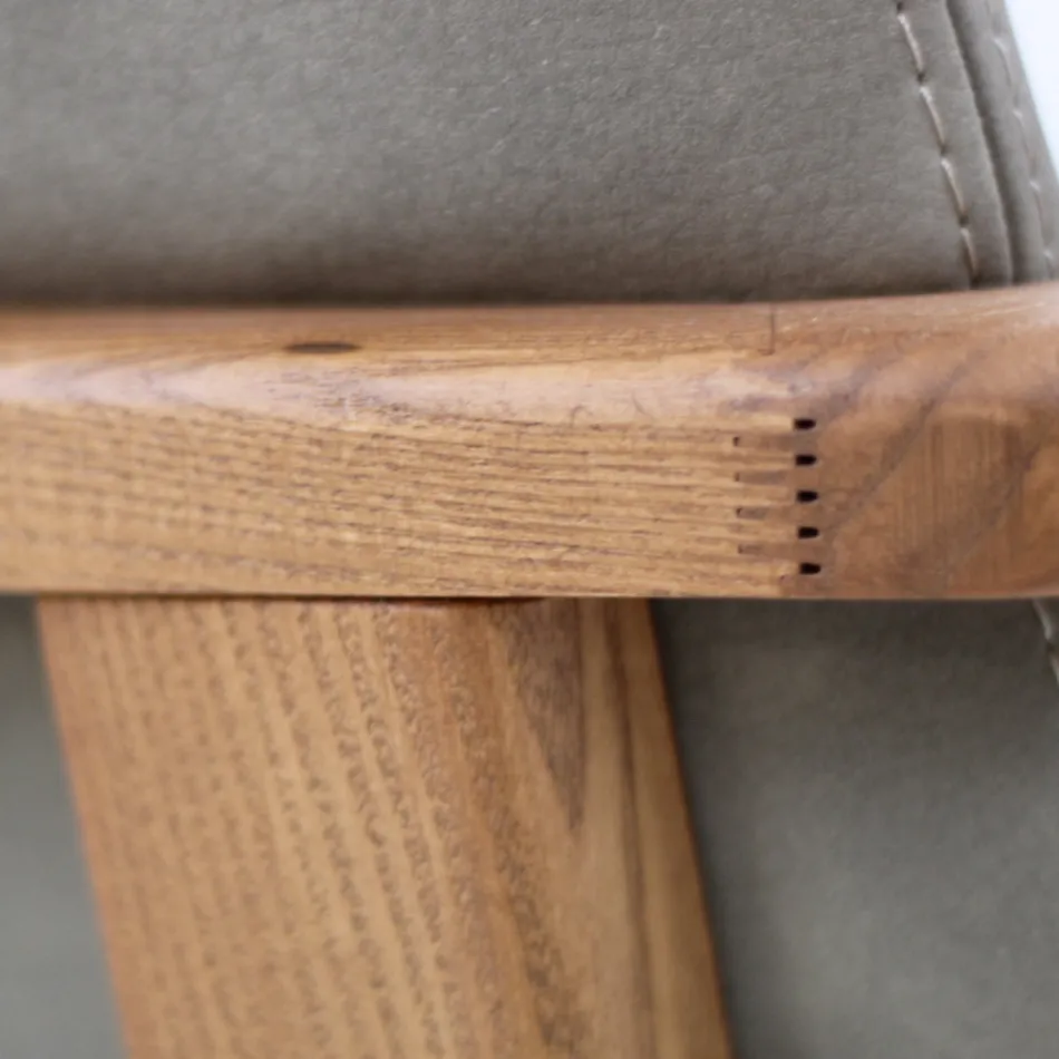 Krzesło do jadalni z podłokietnikami z drewna jesionowego Made in Italy - Betsy Viadurini