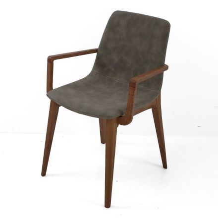 Krzesło do jadalni z podłokietnikami z drewna jesionowego Made in Italy - Betsy Viadurini