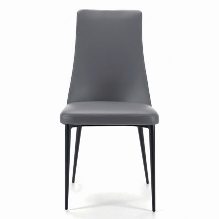 Krzesło do jadalni z czarnymi stalowymi nogami i tapicerowanym siedziskiem Made in Italy - Wenecja Viadurini