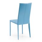 Krzesło do jadalni z wysokim oparciem z niebieskiej skóry Made in Italy - Kierownice Viadurini