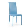 Krzesło do jadalni z wysokim oparciem z niebieskiej skóry Made in Italy - Kierownice
