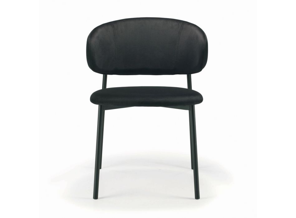 Krzesło do jadalni z aksamitnym siedziskiem i oparciem Made in Italy - Livorno Viadurini