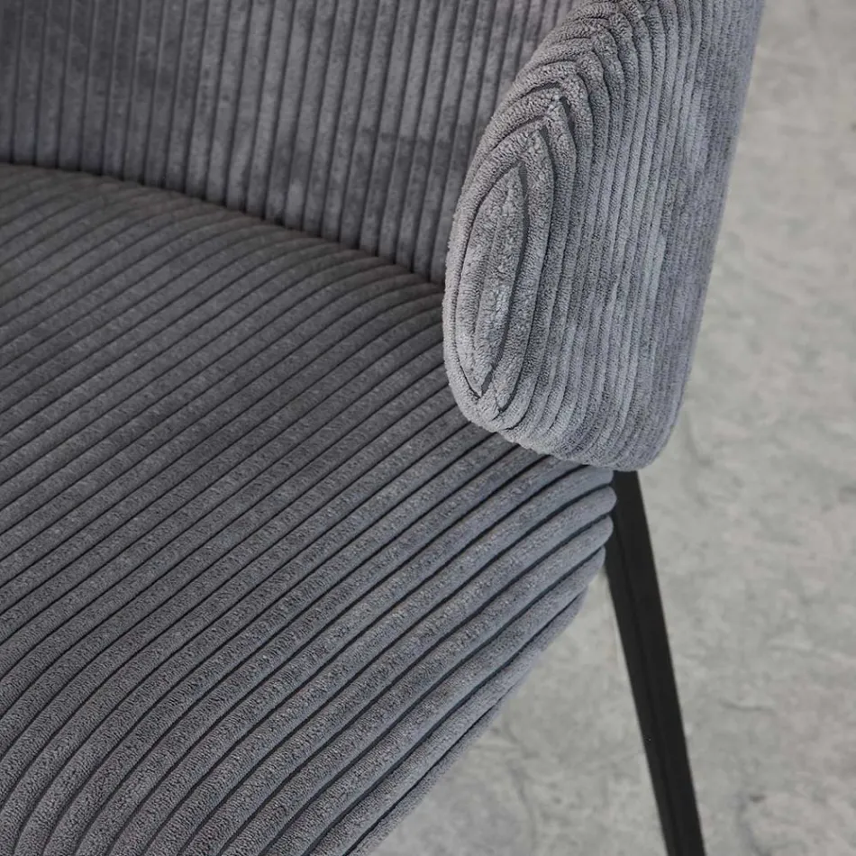 Krzesło do jadalni z metalową ramą i sztruksowym siedziskiem - Ridni Viadurini