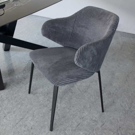 Krzesło do jadalni z metalową ramą i sztruksowym siedziskiem - Ridni Viadurini