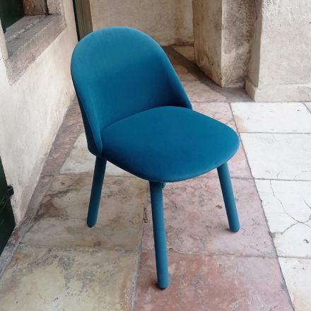 Designerskie krzesło do jadalni pokryte zmywalną tkaniną Made in Italy - Trilly Viadurini