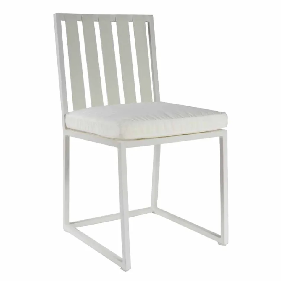 Krzesło do jadalni na zewnątrz z aluminium i luksusowej liny designerskiej 3 wykończenia - Julie Viadurini