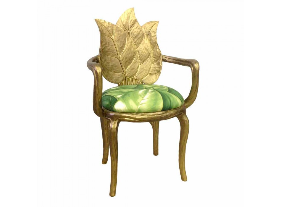 Obite złotem krzesło do jadalni z nowoczesnym wzornictwem, wykonane we Włoszech, Daniel Viadurini